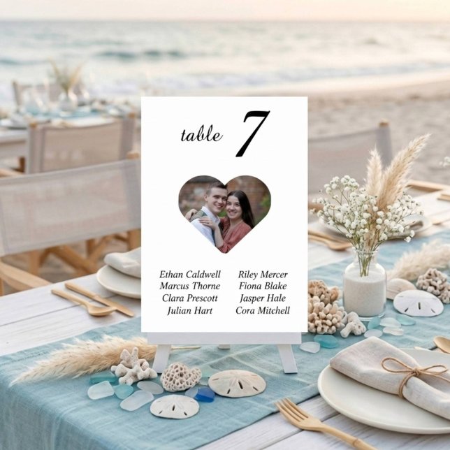 Elegant Unique White Photo Wedding Seating Chart Table Number (Creator Uploaded)
