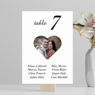 Elegant Unique White Photo Wedding Seating Chart Table Number