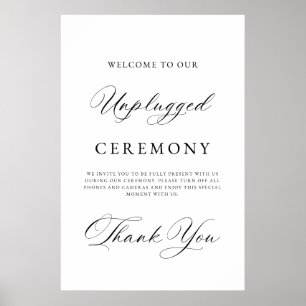 Elegant Unplugged Wedding Ceremony Sign Modern