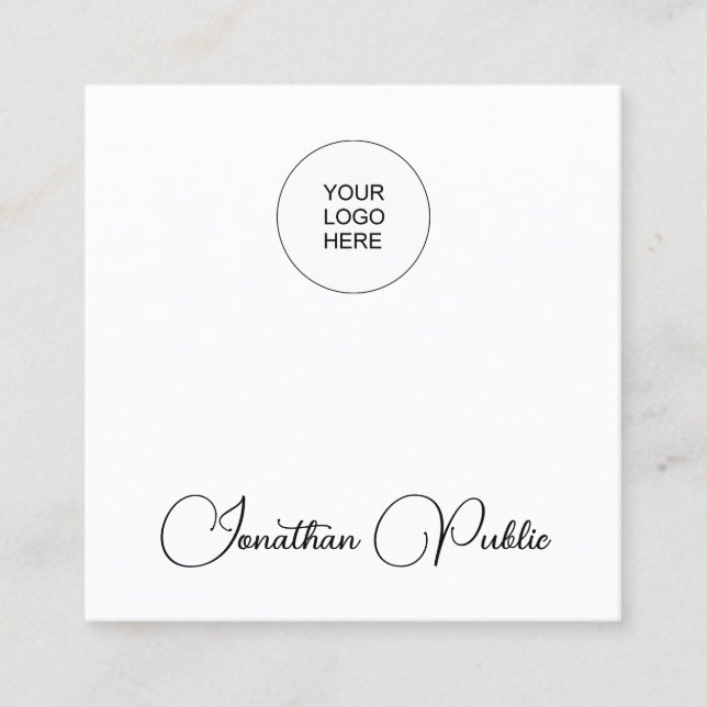 Elegant Upload Your Logo Here Professional Modern Square Business Card (Front)
