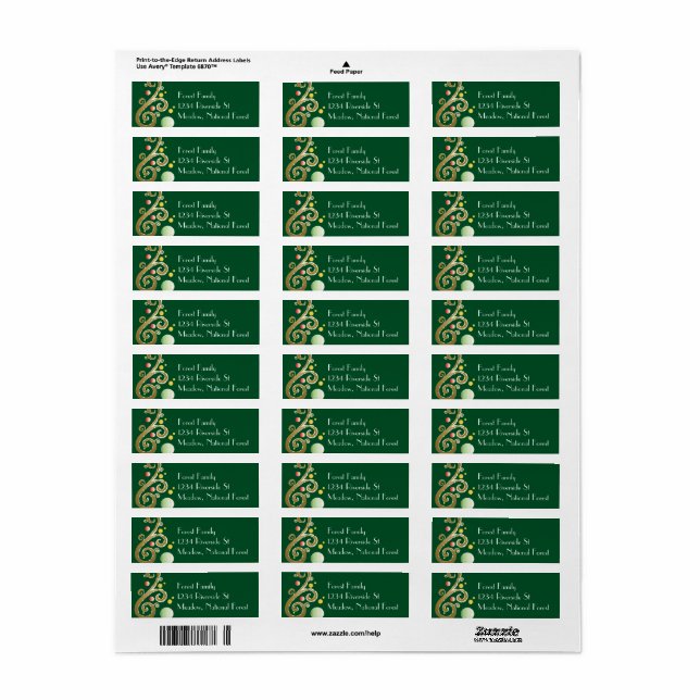 Elégant Vacances vert et or (Feuille entière)