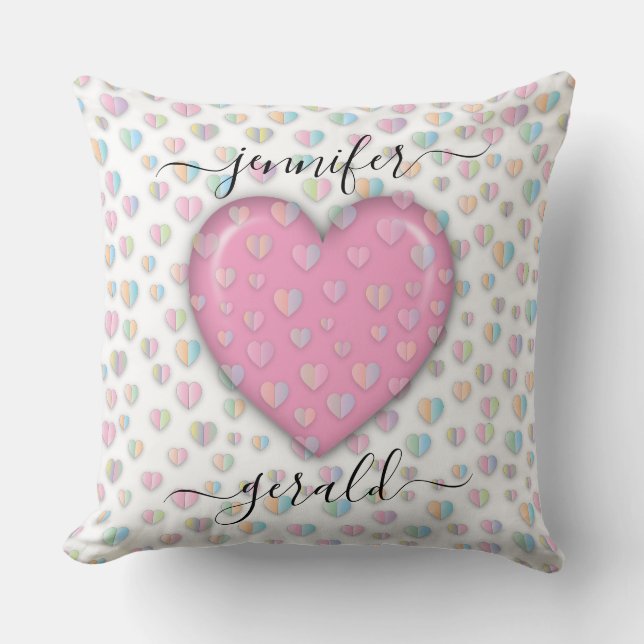 Elegant Valentine Heart Design Throw Pillow (Front)