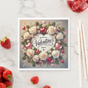 Elegant Valentine's Day Design with Roses Napkin