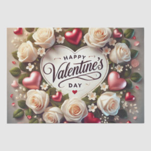 Elegant Valentine's Day Design with Roses Tissue Paper