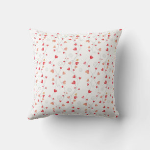 Elegant Valentine's Day Hearts and Swirls Pink&Red Throw Pillow