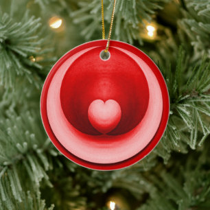 Elegant Valentine's Day Love Heart Ceramic Ornament
