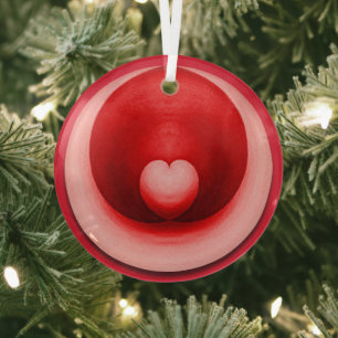 Elegant Valentine's Day Love Heart Glass Ornament