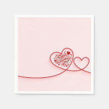 Elegant Valentine's Day Paper Napkins for Dinner