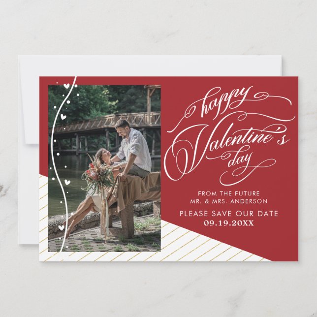 Elegant Valentine's Day Photo Save The Date (Front)