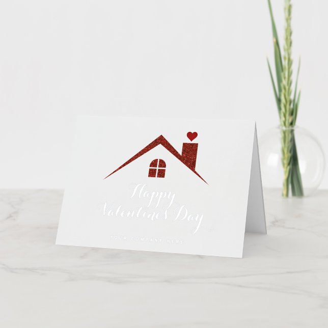 Elegant Valentine's Day Red Sparkle Realty Foil Greeting Card (Front)