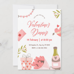 Elegant Valentine's Dinner Party Card