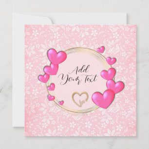 Elegant Valentines, Love, Anniversary Pink Heart Invitation