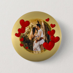 Elegant Valentines, Love, Anniversary Red Heart 2 Inch Round Button