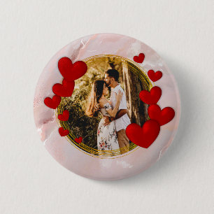 Elegant Valentines, Love, Anniversary Red Heart 2 Inch Round Button