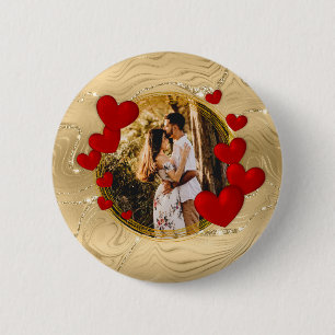 Elegant Valentines, Love, Anniversary Red Heart 2 Inch Round Button