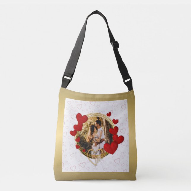 Elegant Valentines, Love, Anniversary Red Heart Crossbody Bag (Front)