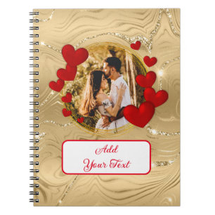 Elegant Valentines, Love, Anniversary Red Heart No Notebook