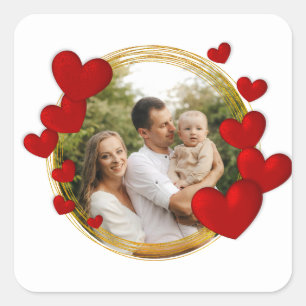 Elegant Valentines, Love, Anniversary Red Heart Square Sticker