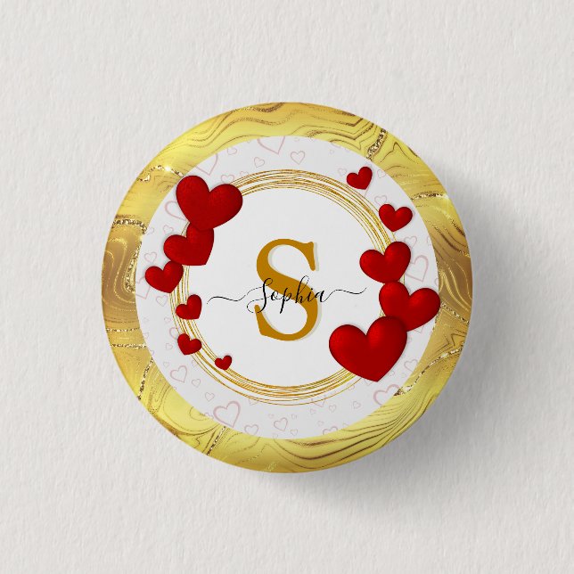 Elegant Valentines, Love, Anniversary Wedding 1 Inch Round Button (Front)