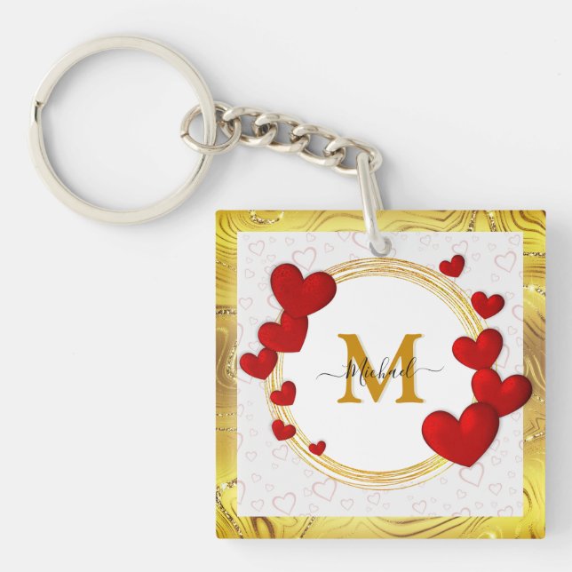 Elegant Valentines, Love, Anniversary Wedding Keychain (Front)