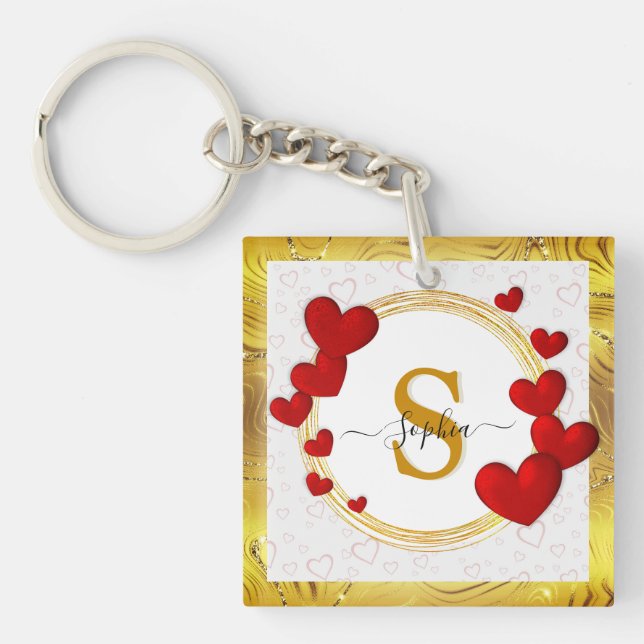Elegant Valentines, Love, Anniversary Wedding Keychain (Front)