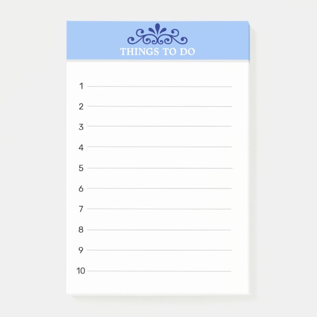 Elegant Vector on Light Blue Things To Do Post-it Notes (Front)