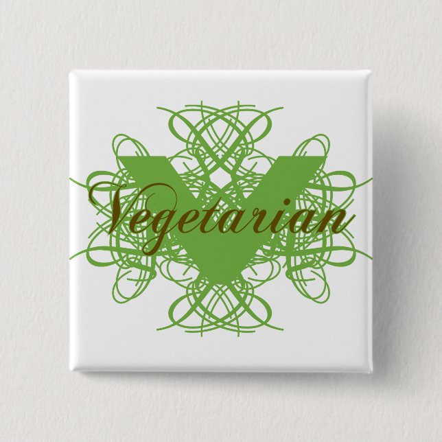 Elegant Vegetarian 2 Inch Square Button (Front)