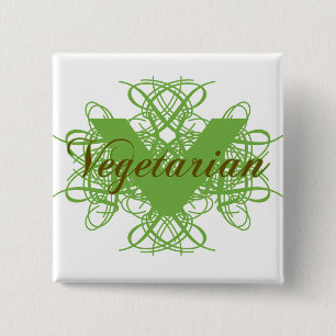 Elegant Vegetarian 2 Inch Square Button