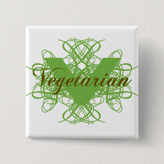 Elegant Vegetarian 2 Inch Square Button