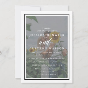 Elegant Vellum Black & White Overlay Photo Wedding Invitation