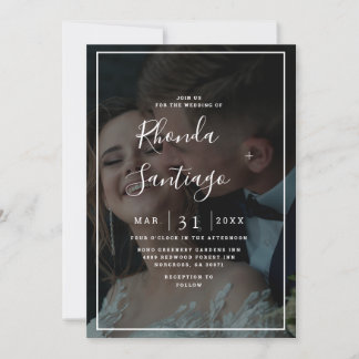 Elegant Vellum Black & White Overlay Photo Wedding Invitation