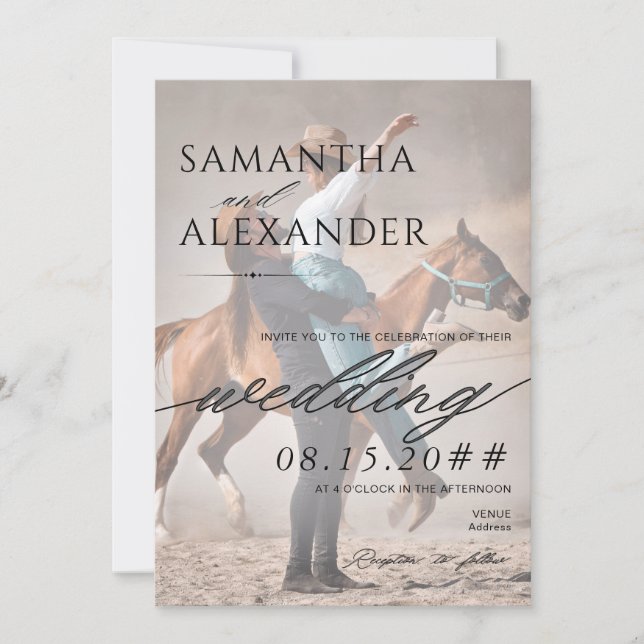 Elegant Vellum Overlay Minimalist 2 Photo Wedding Invitation (Front)