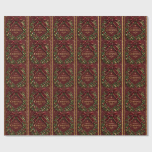 Elegant Velvet Bow Christmas, Luxury Botanical Wrapping Paper