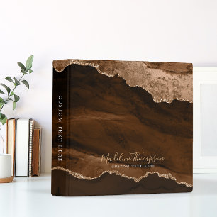 Elegant Velvet Rust Gold Marble Agate Geode Binder