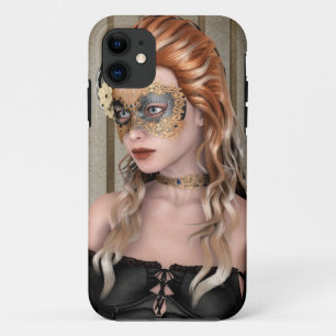 Elegant Venetian Masquerade Portrait Art iPhone 11 Case