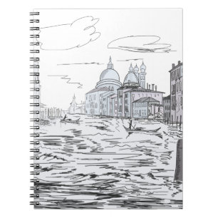 Elegant Venice Black and White Notebook