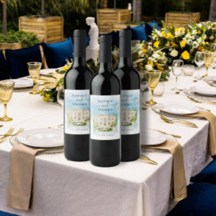 Elegant Venue   flowers doves Wedding Luxury Wine Label