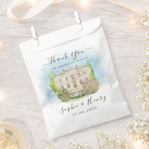 Elegant Venue Fountain flowers Wedding Thank You Favour Bag