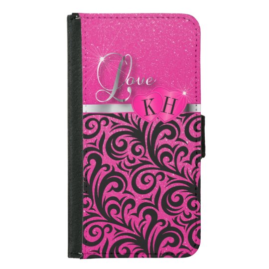 Elegant Verder Swirls | Pink Glitter