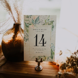Elégant verdure Or Mariage Numéro de table