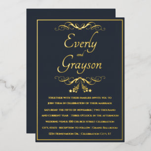 Elegant Veri Navy Blue and Gold Wedding