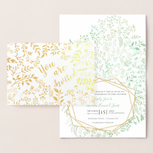 Elégant Véritable Pile Or Floral Invitations de ma