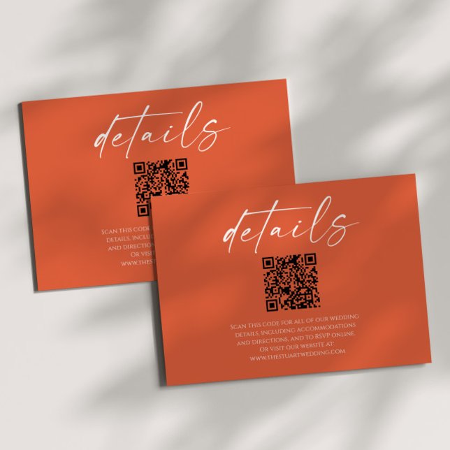 Elegant Verona Sunset QR Code Wedding Details Enclosure Card (Creator Uploaded)