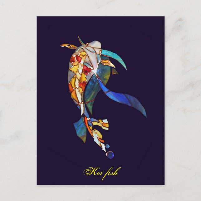 Elégant verre Koi Poisson Art moderne carte postal (Devant)