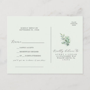 Elégant Vert Chanson Demande Carte postale RSVP