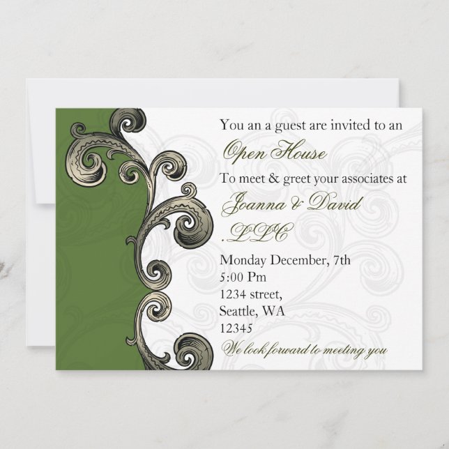 élégant vert Corporate party Invitation (Devant)