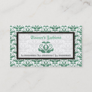 Elégant vert damassé cartes de visite de mode