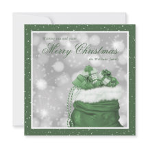 Élégant Vert neige Joyeux Cartes de fin de année d