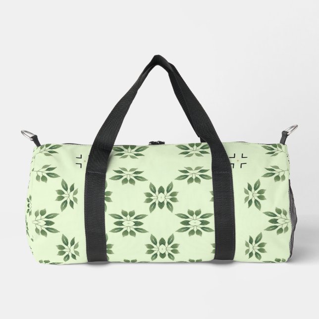 Élégant Vert sur Vert Feuille Motif Duffle sac (Recto)
