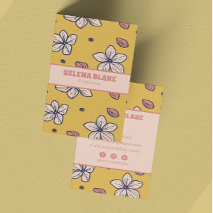Elegant Vertical Floral Design - Chic and Modern Business Card